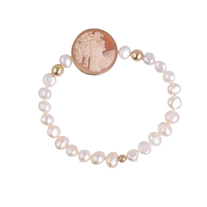 Bracciale in Perle con Cammeo Profilo Donna