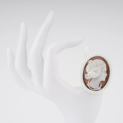 Anello-Cameo-Italiano-Raffaello-Cammeo-Profilo-Donna-Rodio-Bianco