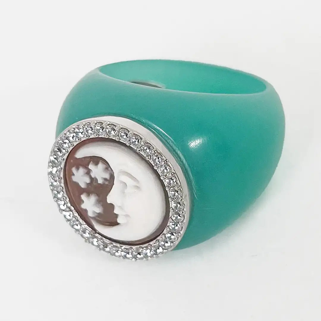 Moon and Stars Cameo Ring