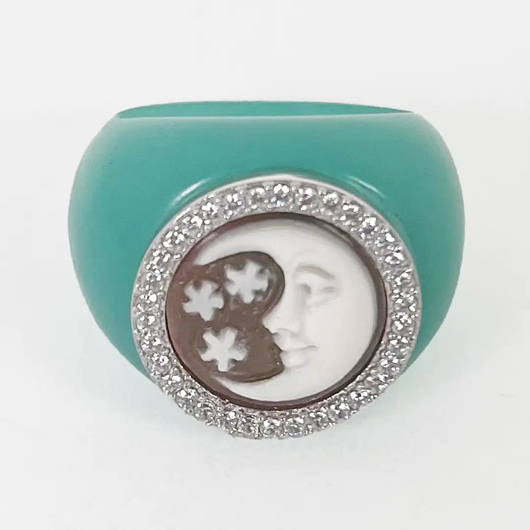 Moon and Stars Cameo Ring