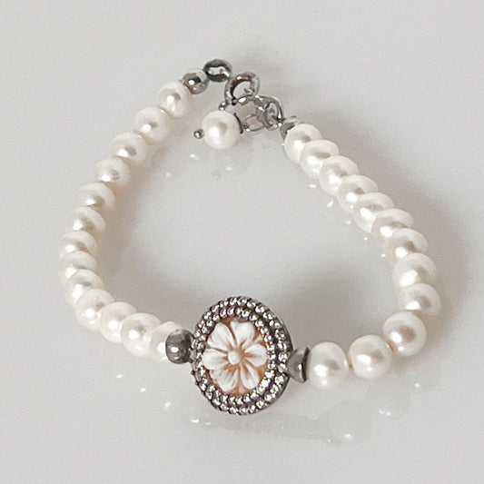 Bracciale Perle Cameo Italiano Cammeo  Fiore