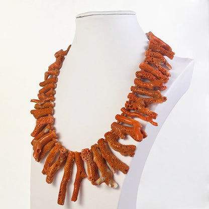 Raw Red Coral Fringed Necklace