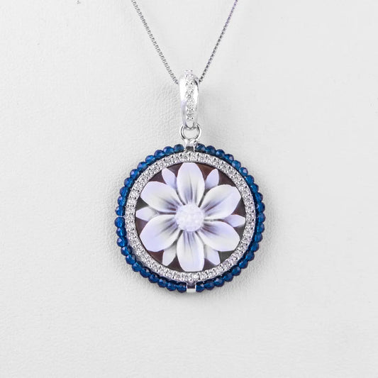 Cameo and Blue Zircon Pendant