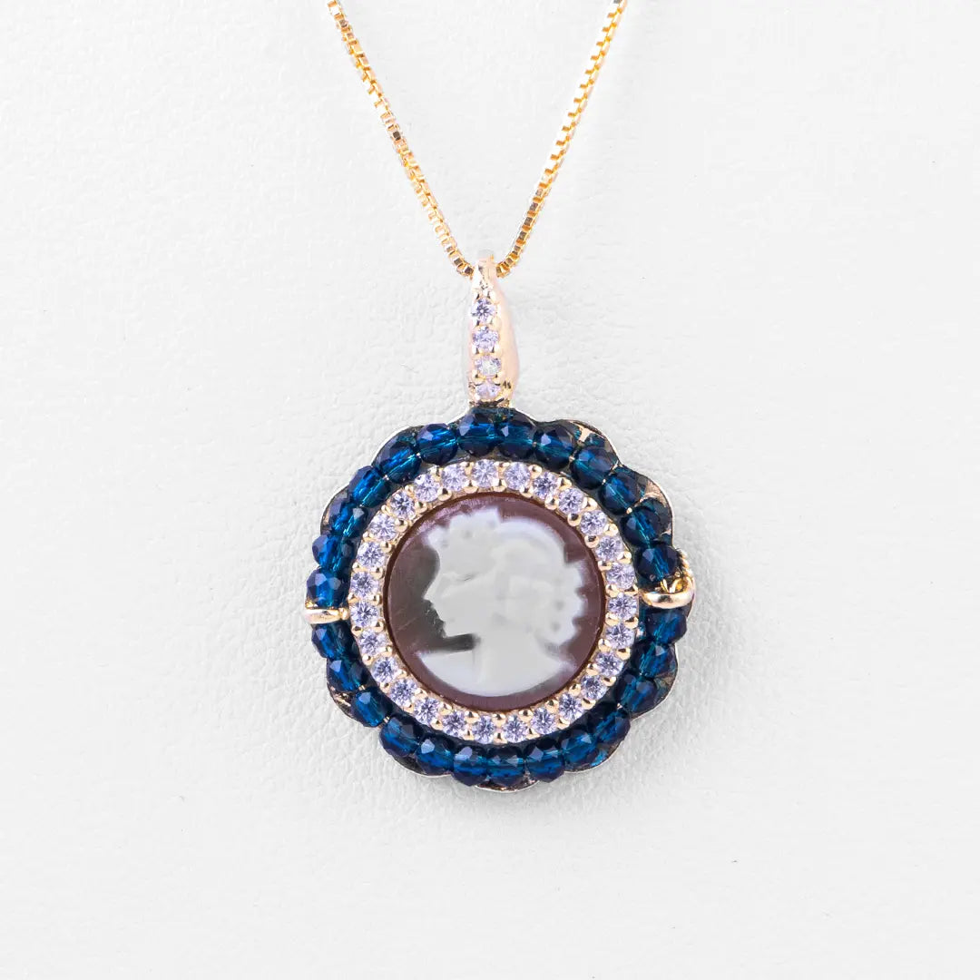 Blue Zirconia Cameo Pendant