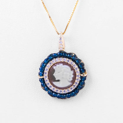 Blue Zirconia Cameo Pendant