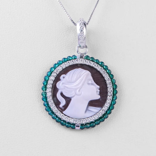 Green Zircon Cameo Pendant