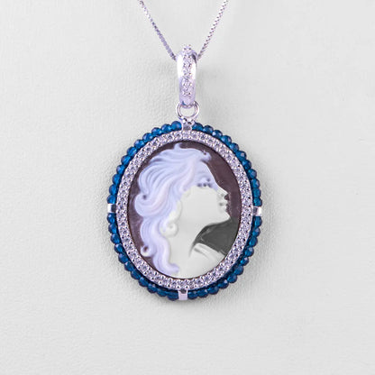 Blue Zirconia Cameo Pendant