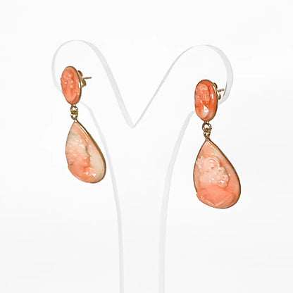 Angel Skin Coral Cameo Earrings Woman Profile