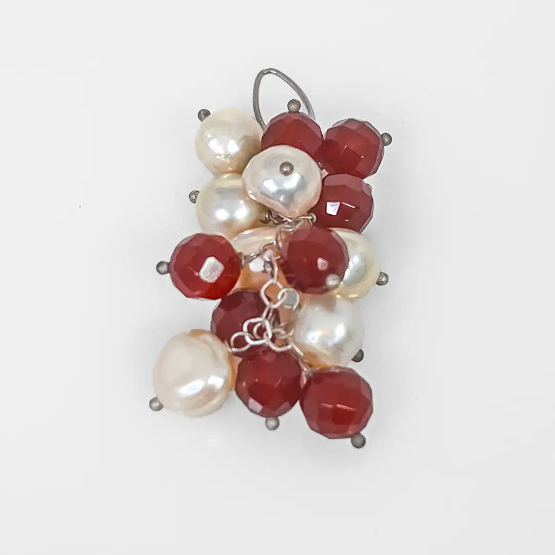 Silver Cluster Fantasy Pendant with Pearls and Stones 