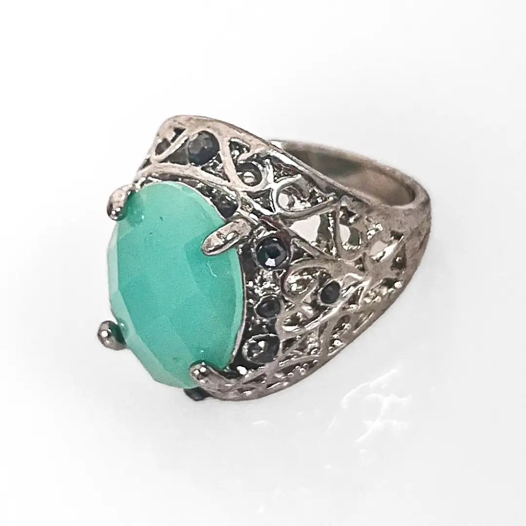 Silver Ring with Green Stone 