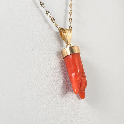 Coral Pendant in Gold Lucky Hand