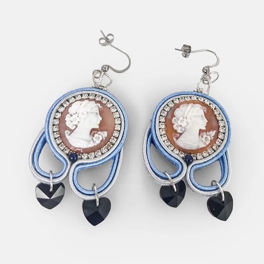 Orecchini in Soutache con Cammeo Profilo Donna