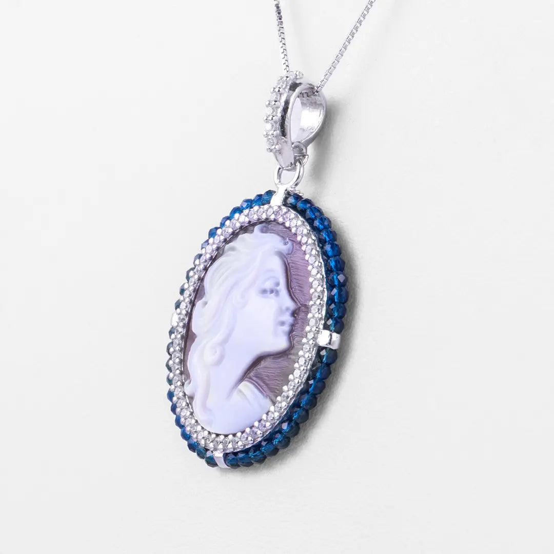 Blue Zirconia Cameo Pendant