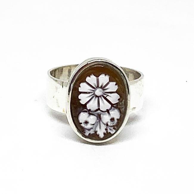 Anello-Cammeo-Incisione-Fiore