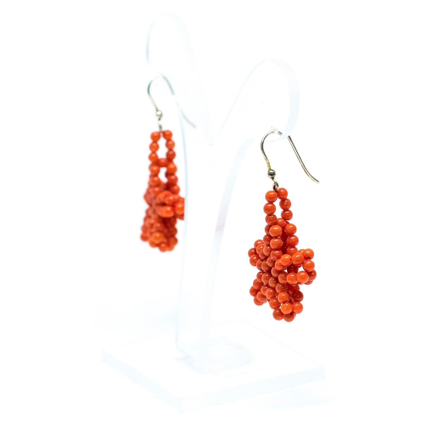 Star-Shaped Coral Drop Earrings in Fabric