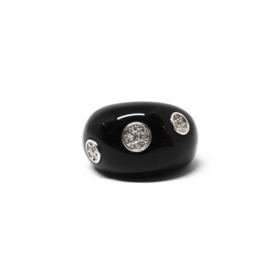 Onyx and Zircon Ring