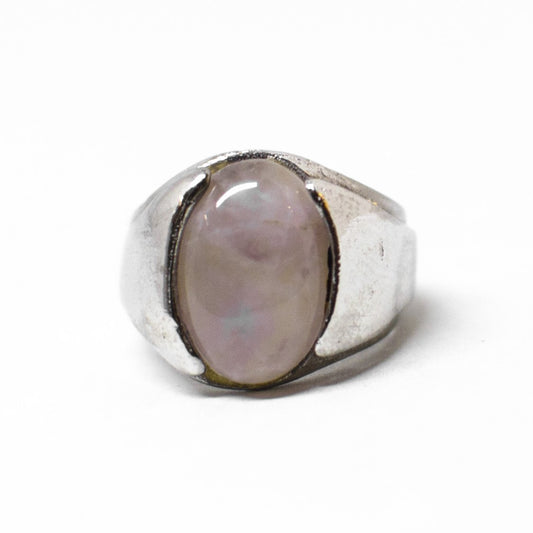 Silver ring and rose quartz stone