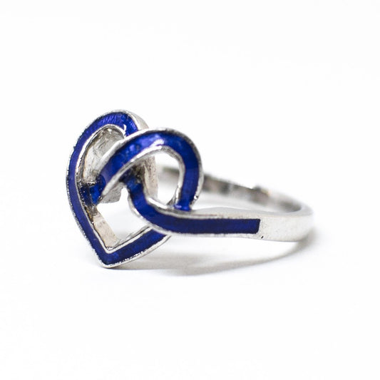 Anello "cuore blu" interamente in argento smaltato