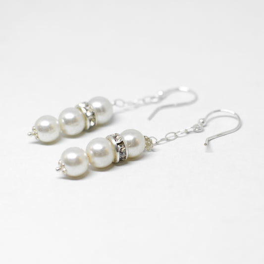 Pearl and zirconia earrings