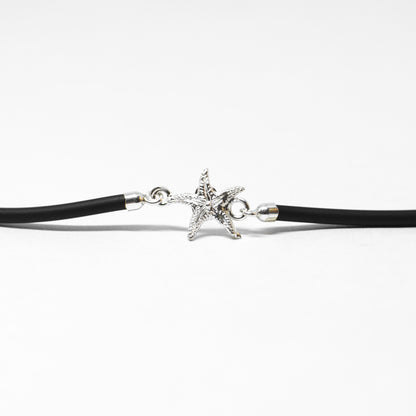 "Starfish" bracelet entirely in silver and rubber