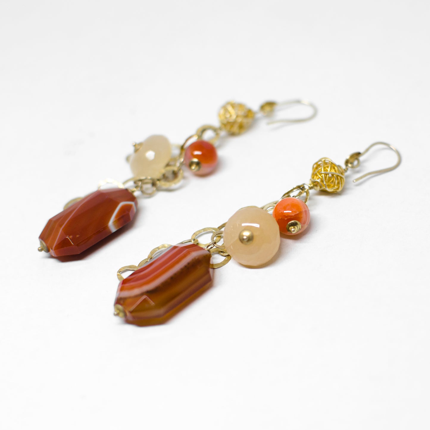 Silver and agate earrings