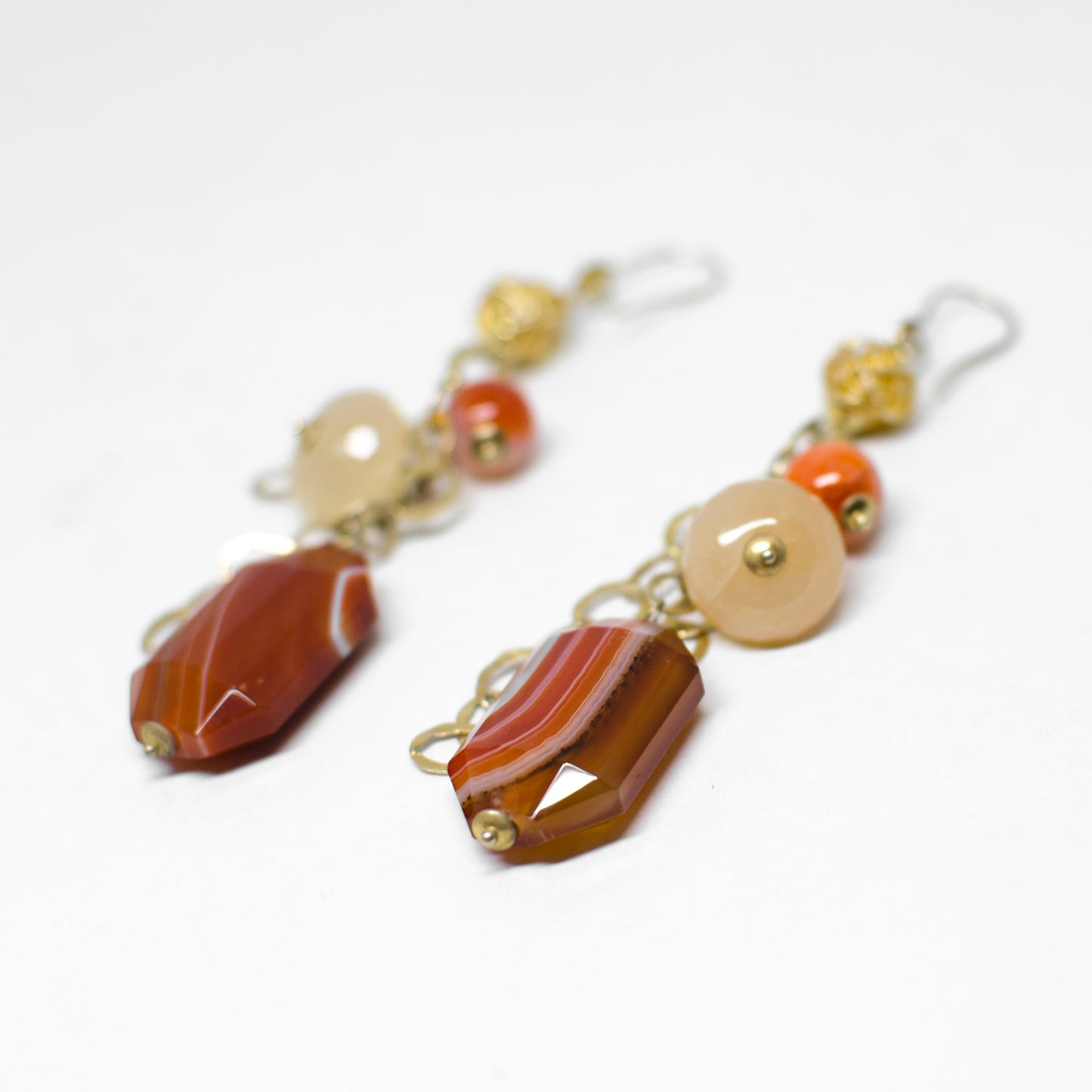 Silver and agate earrings