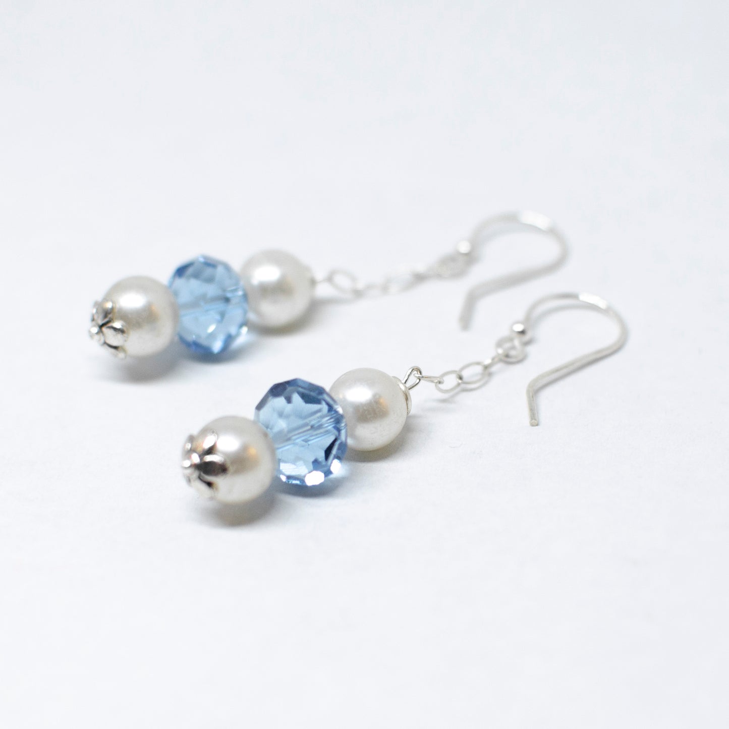 Pearl and agate aquamarine earrings