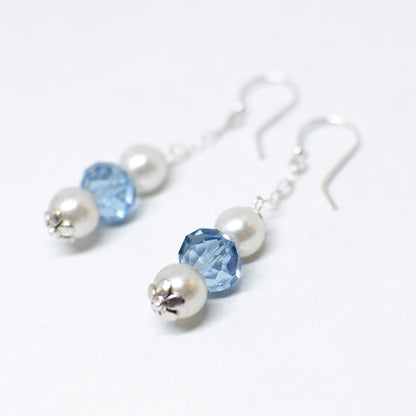 Pearl and agate aquamarine earrings