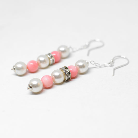 Pearl, agate and zirconia earrings