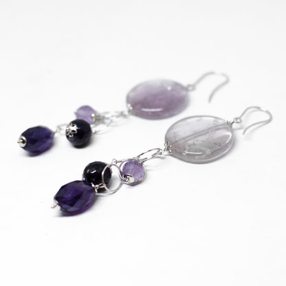 Quartz and agate stone earrings