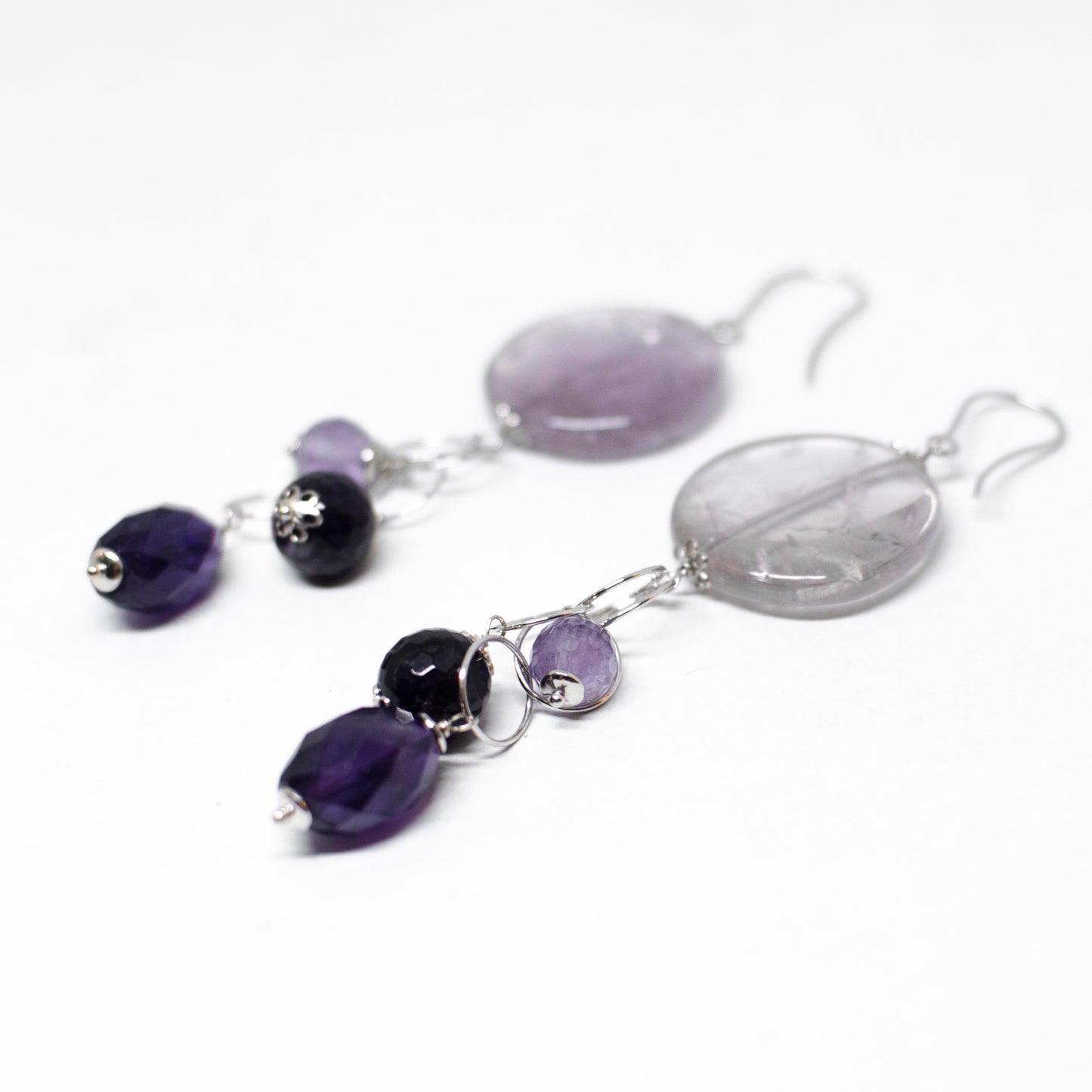 Quartz and agate stone earrings