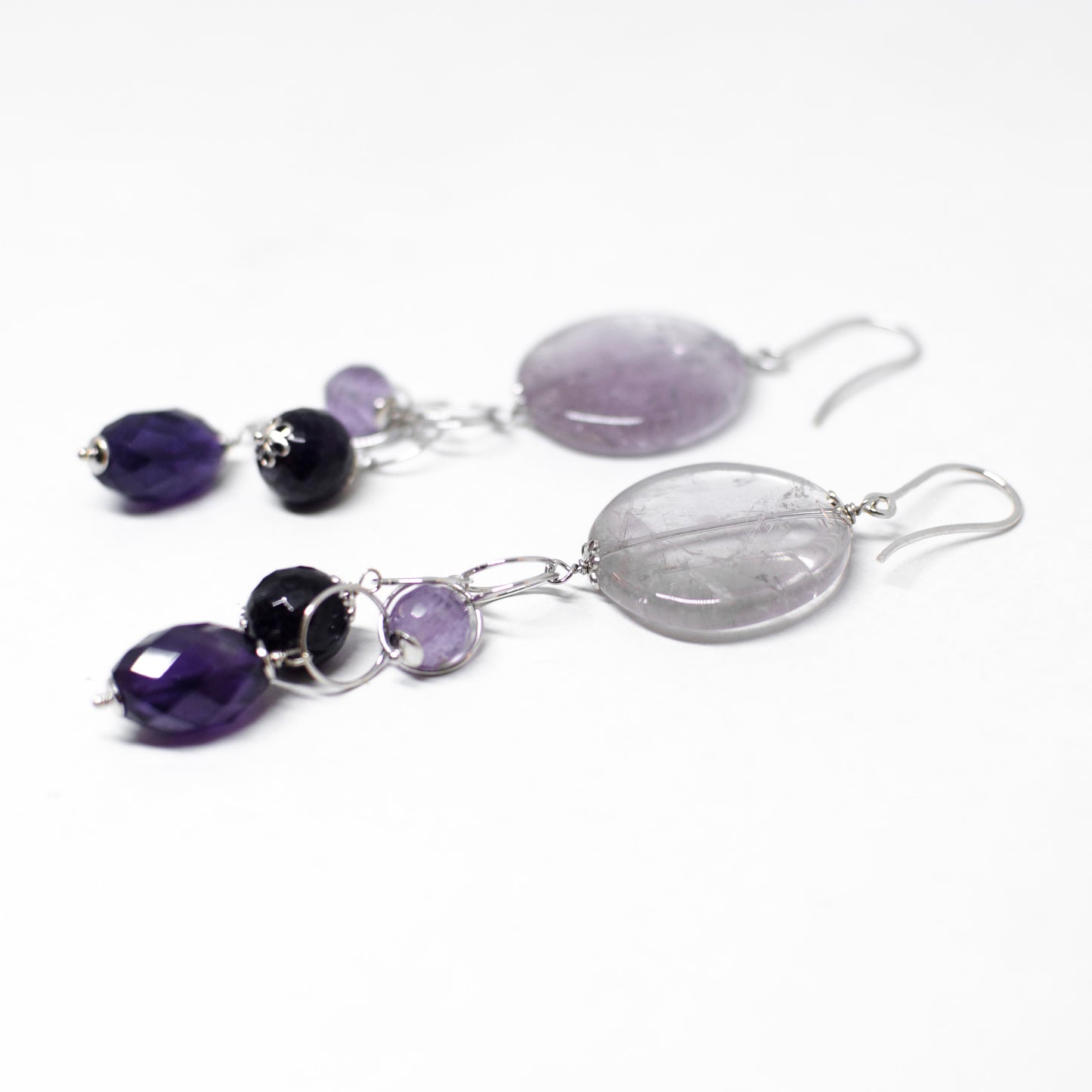 Quartz and agate stone earrings