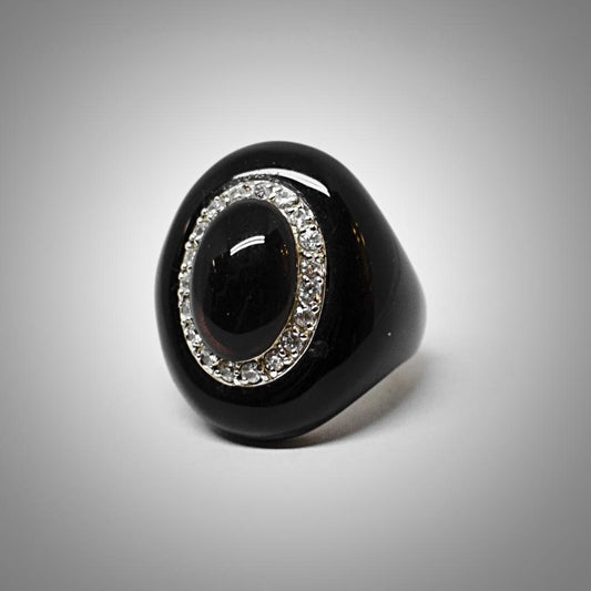 Onyx and zirconia ring