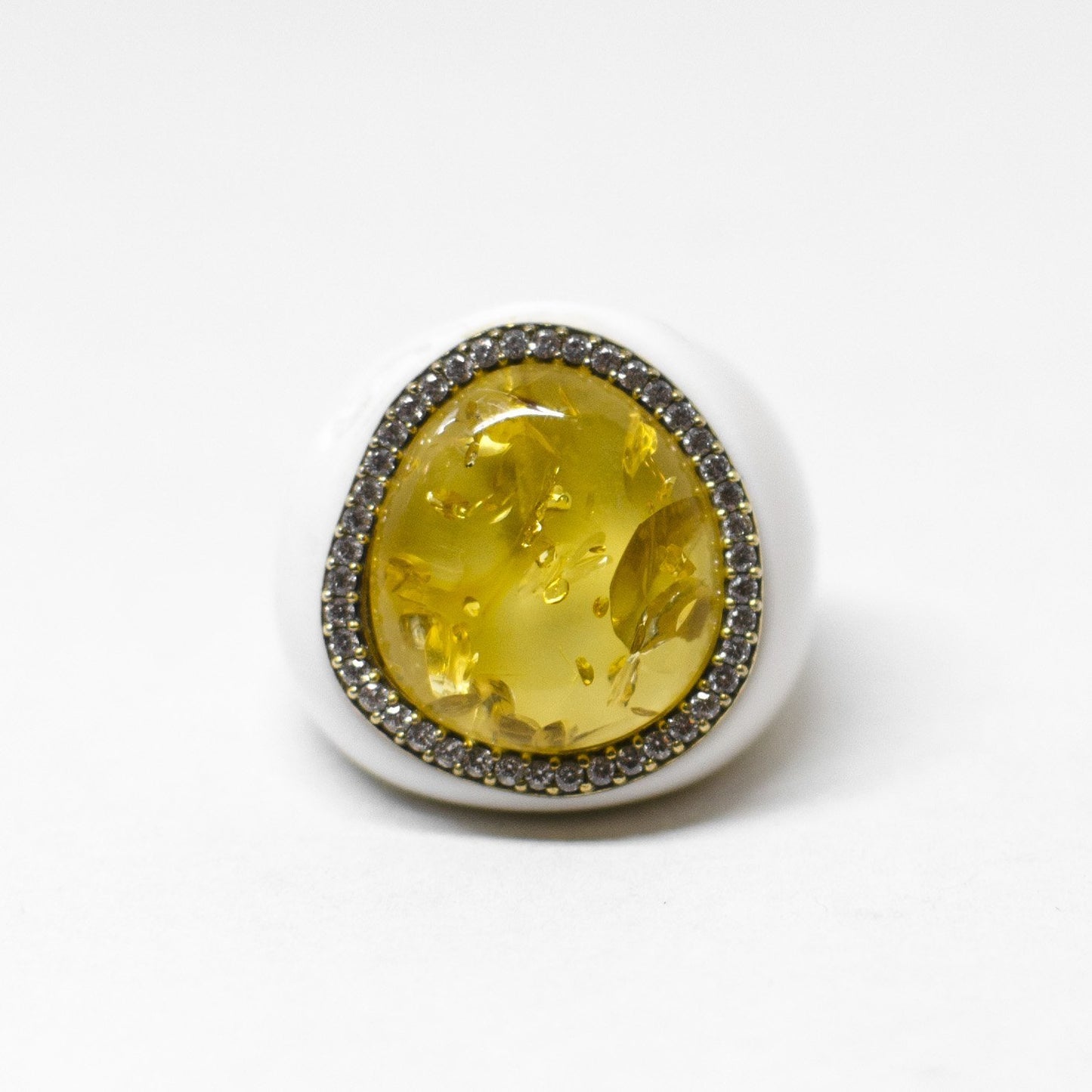 Amber and zirconia ring