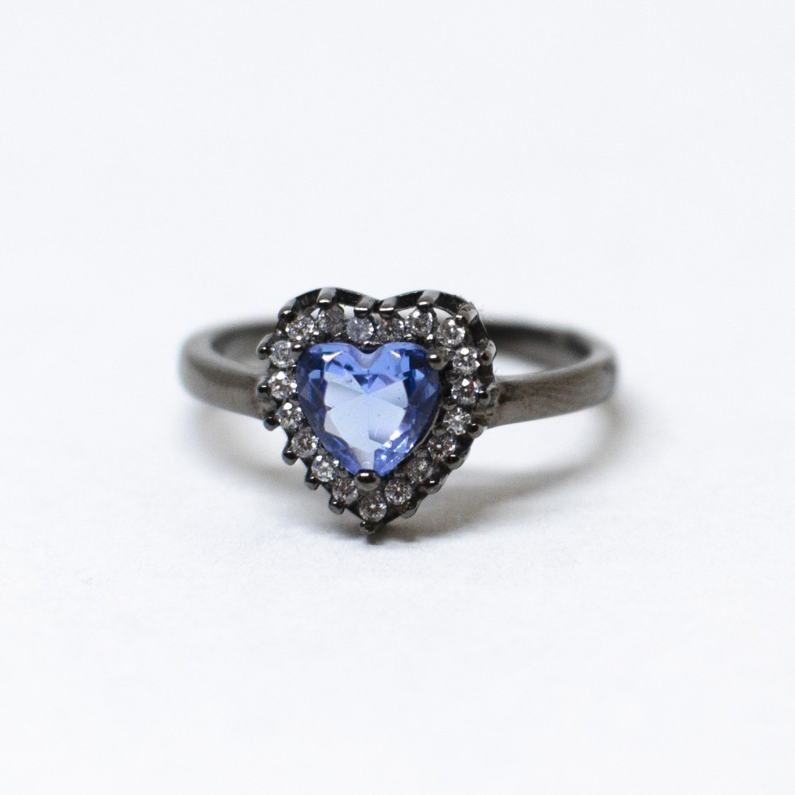 Blue zirconia heart ring