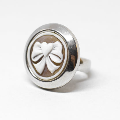 Heart Bow Cameo Ring