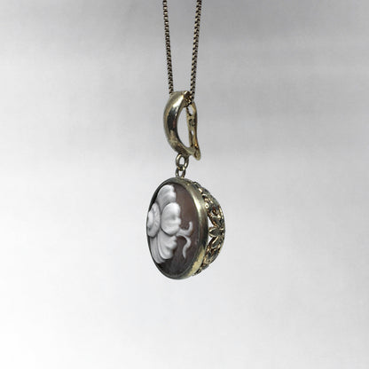 Pendente Cameo Italiano Cammeo Incisione Fiore